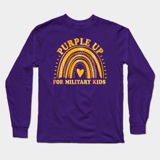 Purple up golden rainbow for military kids Long Sleeve T-Shirt